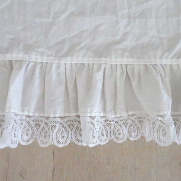 Pair of 2 White Lace Ruffle Curtain Drape Panels 44" x 62" Cottage Shabby Chic - Picture 6 of 16